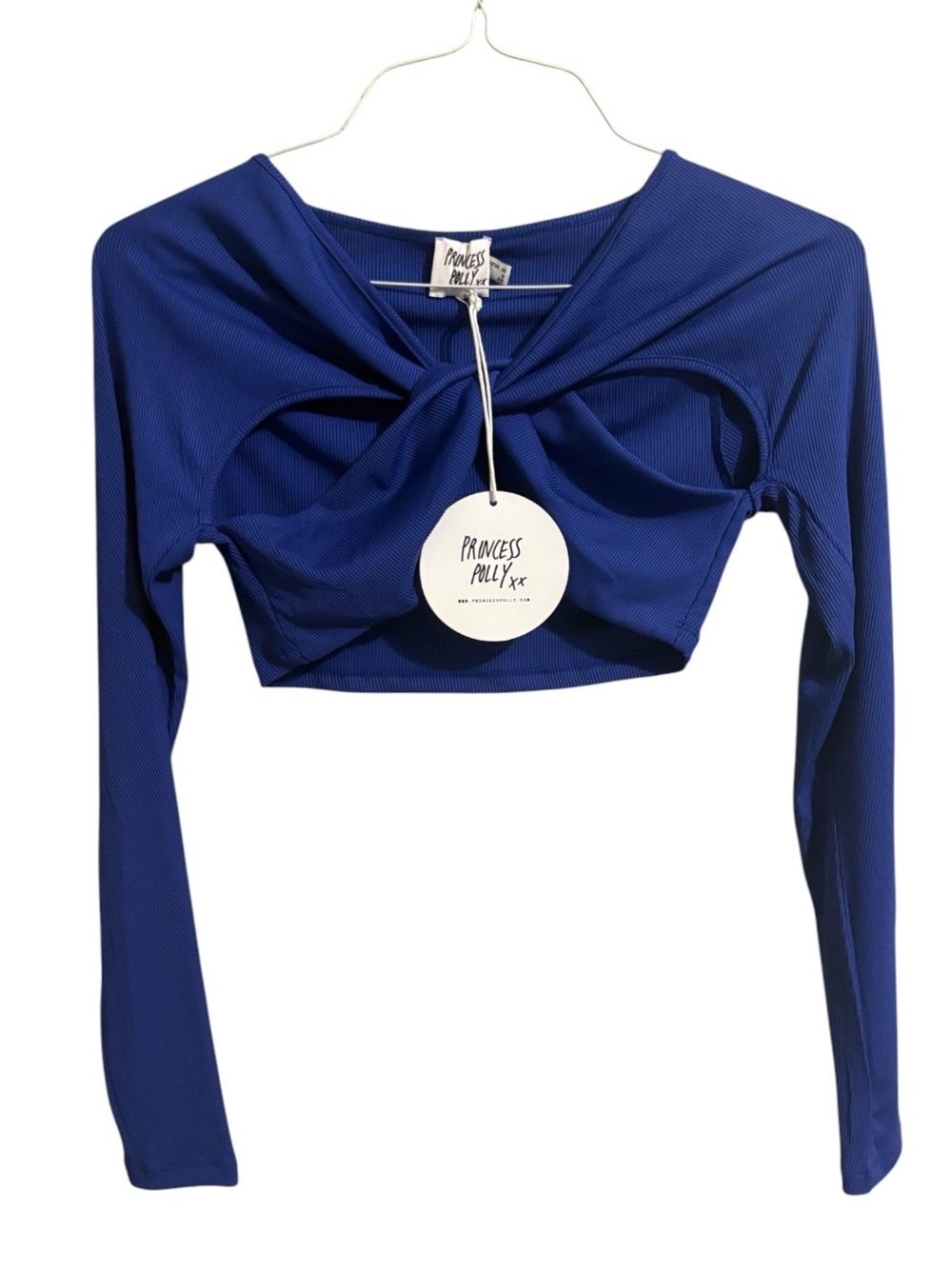3 for $15 SALE! Princess Polly Cobalt Blue Twist-Front Long Sleeve Crop Top